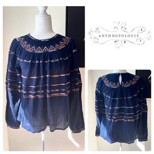 ANTHROPOLOGIE MAEVE  Black TOP EMBROIDERED